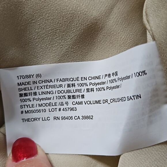 NWT Theory Cami Volume Mesa Crushed Satin Midi dress size 6 - Picture 15 of 16